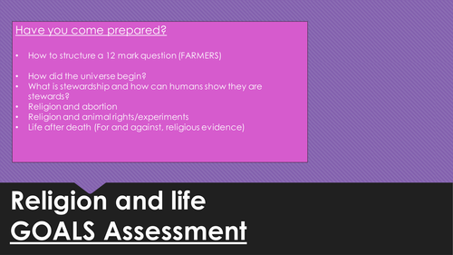 Religion and life new AQA GCSE mock assessment lesson