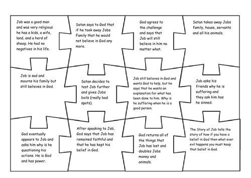 Story of Job Jigsaw activity