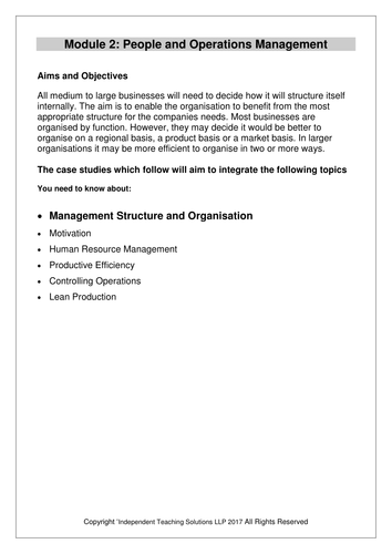 GCSE Business Management Structure (editable)