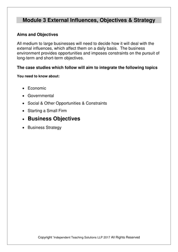 GCSE Business - Business Objectives (editable)