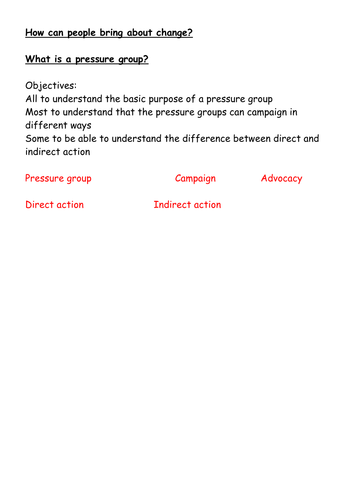 Half Term SOW Advocacy Campaigns