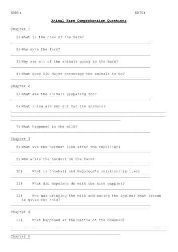 Animal Farm Revision SOW for EDEXCEL 1-9