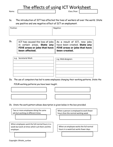 The Effects of using ICT Worksheet