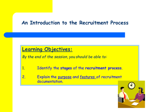 Recruitment Process & Documentation Presentation with Activities GCSE