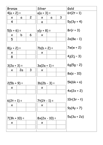 Expanding single brackets grid method Differentiated
