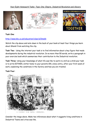 Industrial Revolution Homework Tasks