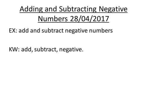Adding and subtracting negative numbers - instructional sequence
