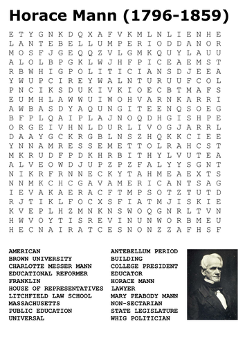 Horace Mann Word Search