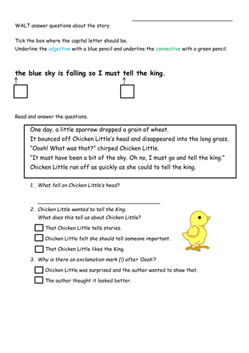 Differentiated Chicken Little Comprehension sheets