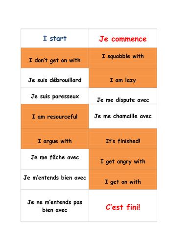 Follow me cards with vocabulary about relationships in French