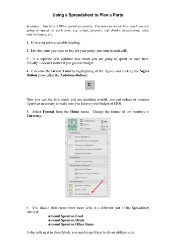 Spreadsheet Activity Assessing Basic Spreadsheet Skills