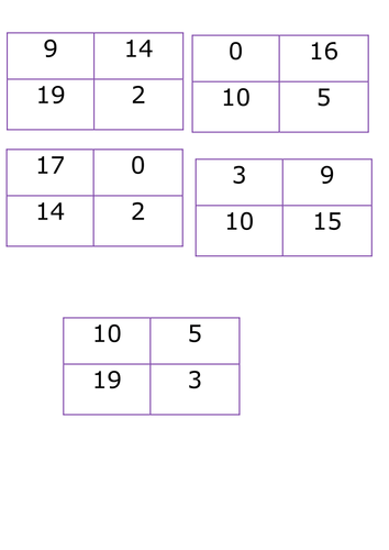 Addition and Subtraction bingo