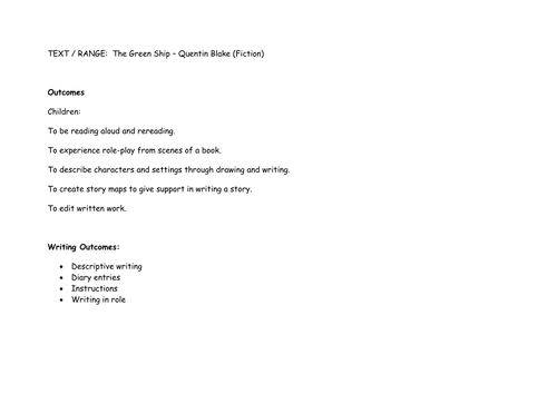 The Green Ship - Quentin Blake - Planning