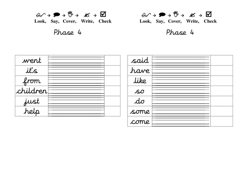 Sight Word Handwriting Practise Booklets