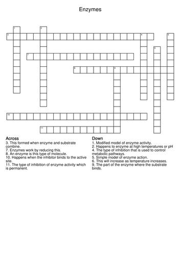 Enzymes crossword Teaching Resources