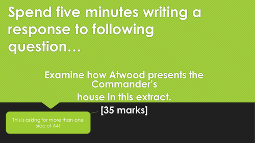 A Level AQA English Lang and Lit - The Handmaid's Tale- Essay writing skills in preperation for exam