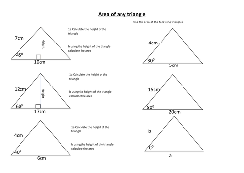 Finding the area of any triangle using trigonometry ...