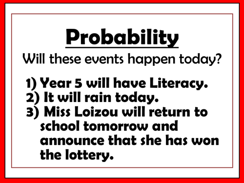 KS2 Probability: Discussing the probability of events and investigating probability