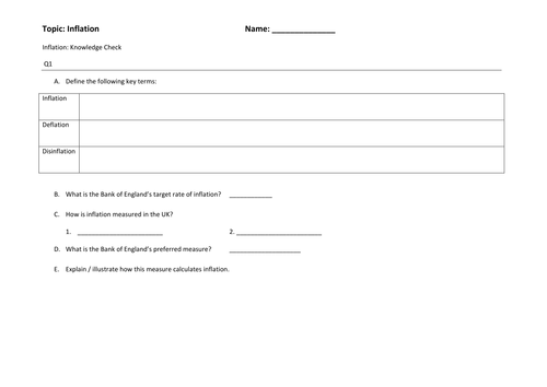 Inflation worksheet