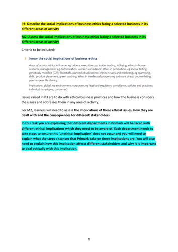 BTEC business Unit 37 P3 M2