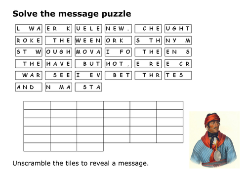Solve the message puzzle about the Trail of Tears