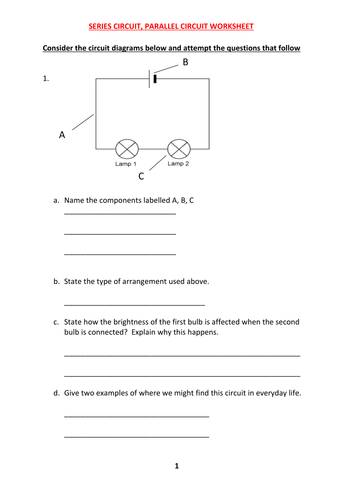 SERIES AND PARALLEL CIRCUIT WORKSHEET WITH ANSWERS | Teaching Resources