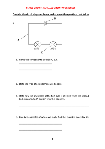 series and parallel circuit worksheet with answers