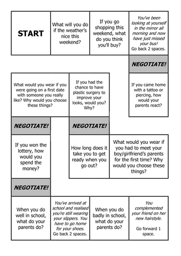 teen esl conditionals board game teaching resources