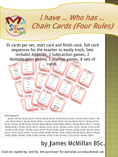 I have … Who has …    Chain Cards (Four Rules)