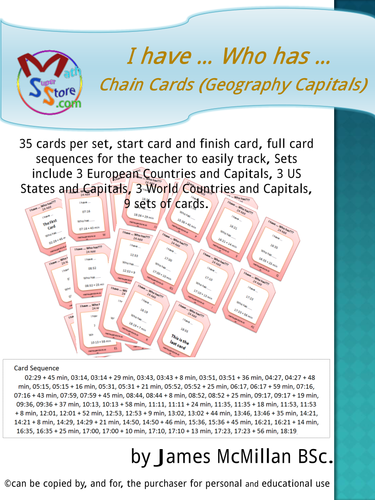 I have … Who has …     Chain Cards (Geography Capitals)