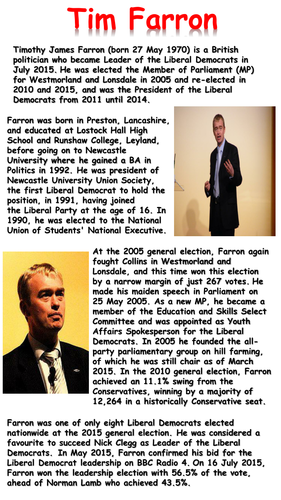 Tim Farron Reading Comprehension General Election 2017 Teaching 