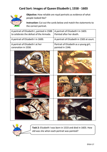 Card Sort: Images of Elizabeth I, 1558 - 1603