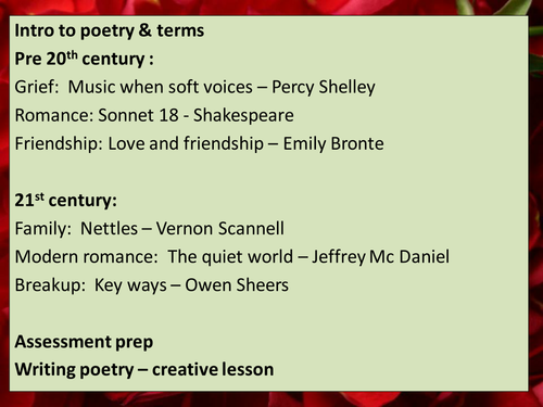 Love poetry mixed ability full term SOW (incl. resources)