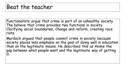 SOCIAL THEORY AND CRIME