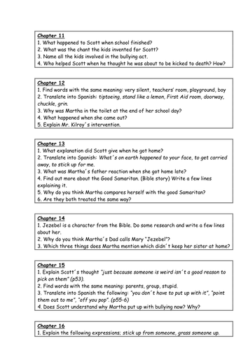 Abomination by Robert Swindels Reading Guide  Comprenhension Questions Chapters 10-20