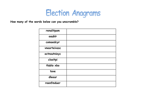 General Election Anagrams