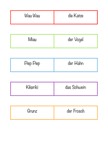 German Dominoes animals and animal sounds | Teaching Resources