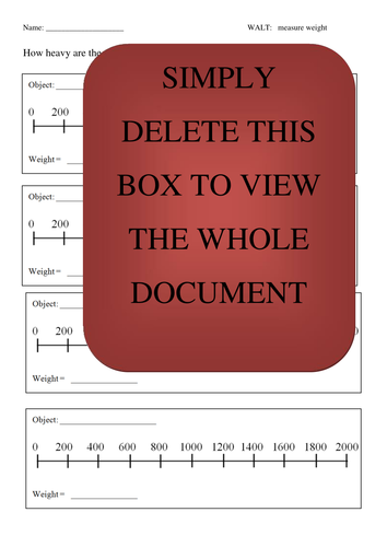 Maths worksheets how heavy is the object recording sheet and scales to draw on