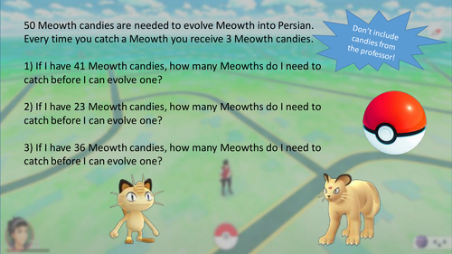 Pokemon Go maths starter questions