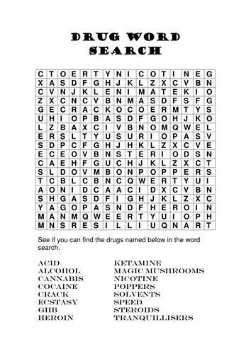 Drug Wordsearch