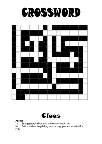 Drug Crossword Teaching Resources