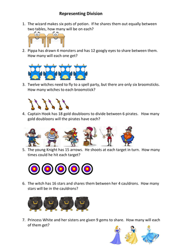 Division - Fantasy based worksheet KS 1