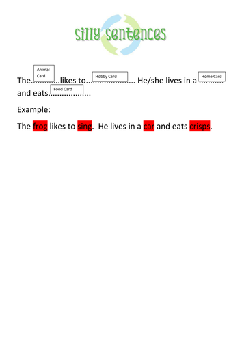 Silly Sentence match up activity - KS 1