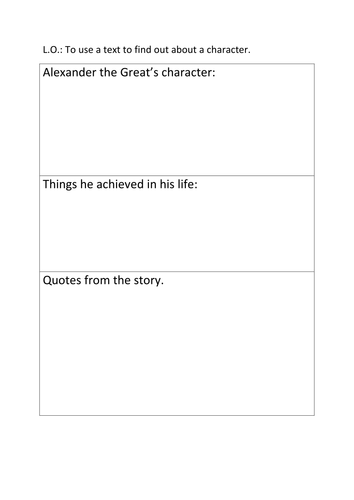 Year Alexander the Great literacy unit (2 weeks)