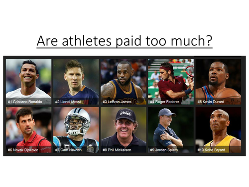 Debate: Are top athletes paid too much? KS3 Speaking and Listening