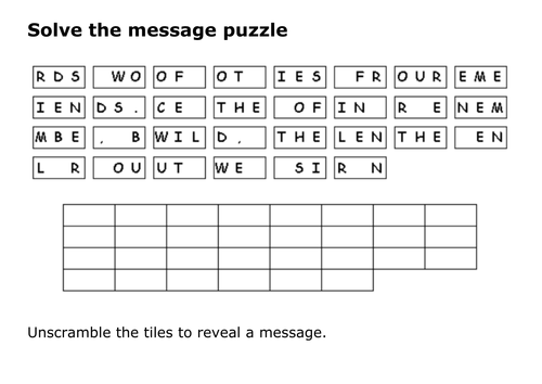 Solve the message puzzle about Memorial Day