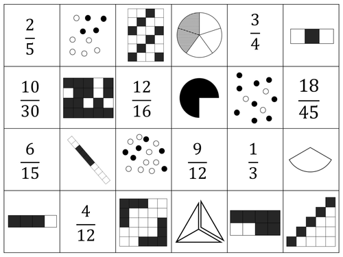 Equivalent Fractions Match-Up Cards