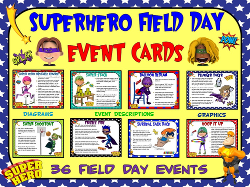 Superhero Field Day- 36 Superhero-Themed Field Day Event Cards