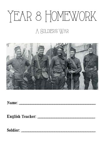 Half Term Homework Booklet - A Soldier's War - Y8