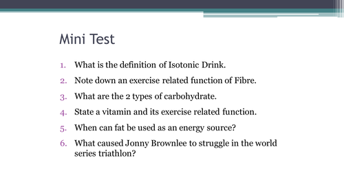 AS PE Edexcel NEW SPEC - Optimal Weight, Energy Balance - Application/consolidation of Knowledge